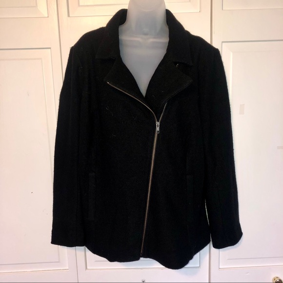 Magnolia Grace Wool Jacket Black Coat Motto Zipper Winter - Picture 2 of 11